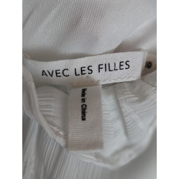 Avec Les Filles Dress Tonal Stripes Ruffles Spring Summer Romantic White Size 10 - Picture 10 of 13